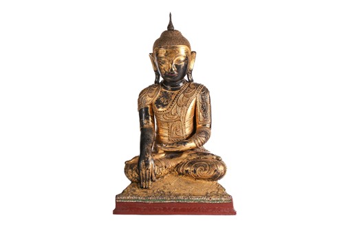 Lot 172 - A large lacquered and gilded figure of Buddha,...