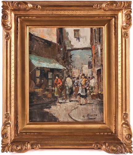 Lot 24 - C Musso, 20th century, an Italian street scene,...