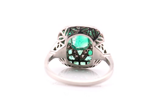 Lot 125 - An Art Deco style emerald and diamond ring,...