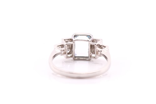 Lot 87 - An art deco style white metal stamped platinum...