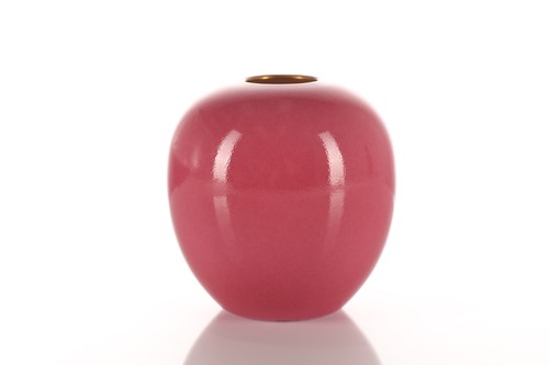 Lot 168 - A Chinese peach bloom squat vase, Republic...
