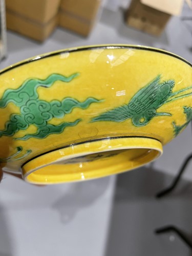 Lot 191 - A pair of Chinese porcelain dragon dishes,...