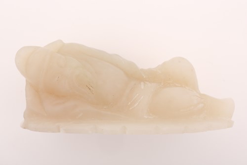 Lot 202 - A Chinese jade figure of Lu Dongbin, carved...