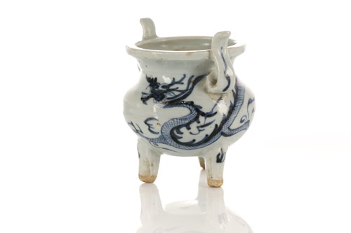 Lot 234 - A Chinese porcelain tripod censer, in the Ming...