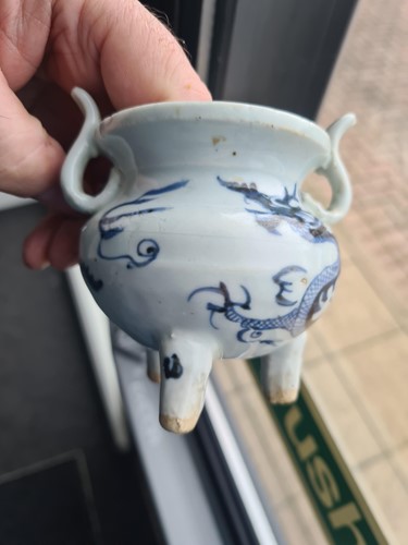Lot 234 - A Chinese porcelain tripod censer, in the Ming...