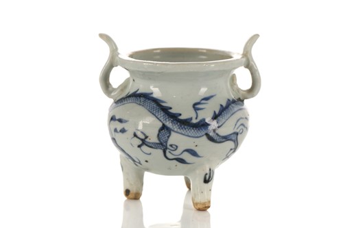 Lot 234 - A Chinese porcelain tripod censer, in the Ming...