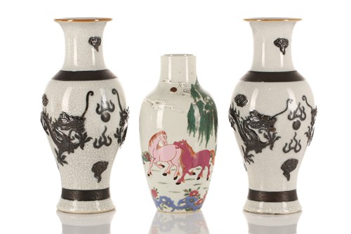Lot 180 - Two pairs of Chinese porcelain vases and a...