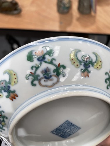 Lot 155 - A Chinese porcelain Doucai saucer dish, the...