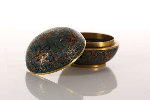 Lot 223 - A small Chinese cloisonne enamel cosmetic pot...
