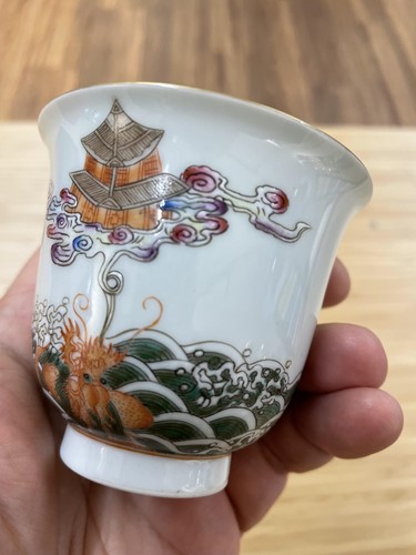 Lot 124 - A Chinese porcelain wine cup, the exterior...