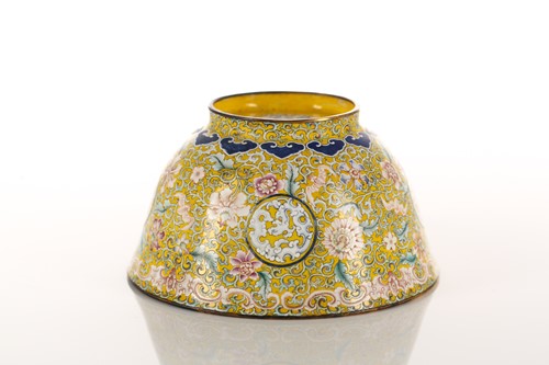 Lot 138 - A Chinese Canton enamel bowl with palmettes...