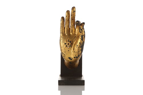 Lot 235 - A Thai gilt metal Buddha hand, modelled in...
