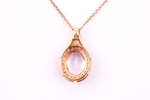 Lot 181 - A Kunzite and diamond cluster pendant, in 18ct...