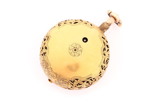 Lot 396 - A yellow metal 'repeater' open face pocket...