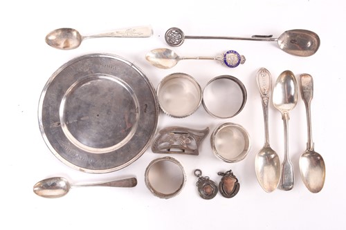 Lot 343 - A group of small mixed silver items, to...