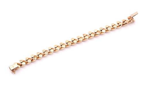 Lot 244 - 9ct yellow gold bracelet, with diagonal arched...