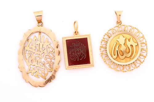 Lot 73 - Two Middle Eastern yellow precious metal...