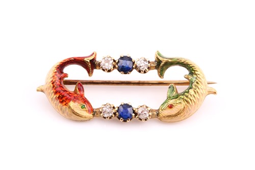 Lot 153 - A late Victorian brooch, designed as two...