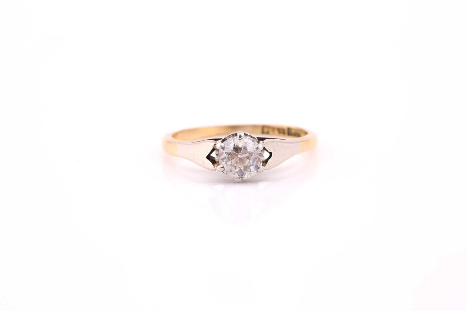 Lot 45 - An 18ct yellow gold and platinum single stone...