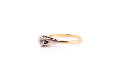 Lot 45 - An 18ct yellow gold and platinum single stone...