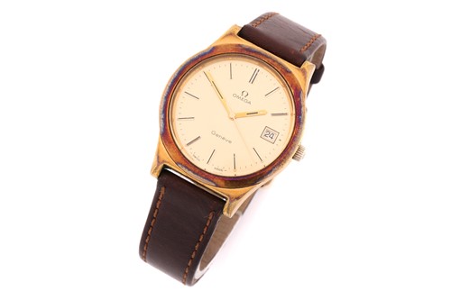 Lot 862 - An automatic Omega with a gold plated steel...