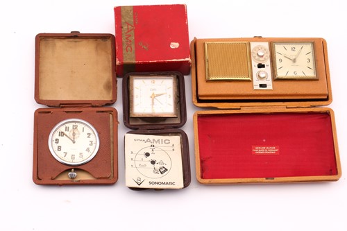 Lot 874 - A lot consisting of three travel clocks, the...