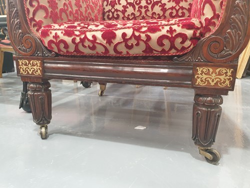 Lot 301 - A pair of George IV rosewood and brass inlaid...