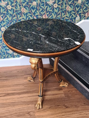 Lot 291 - A French Empire style eagle head carved and...