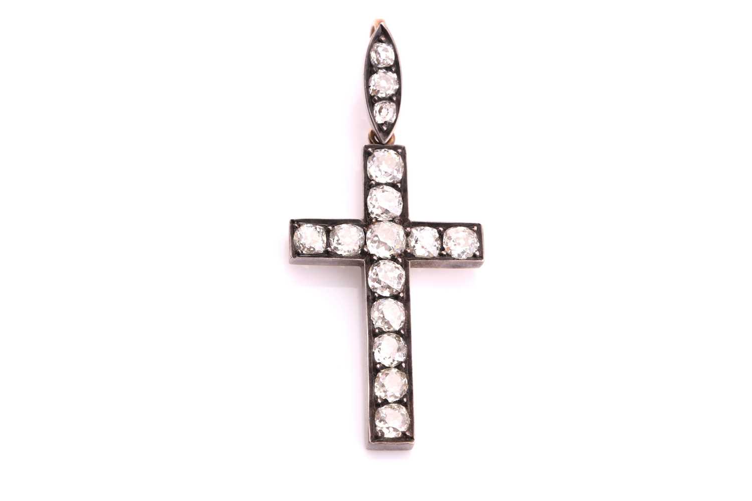 Lot 164 - A Victorian old cut diamond set cross pendant,...