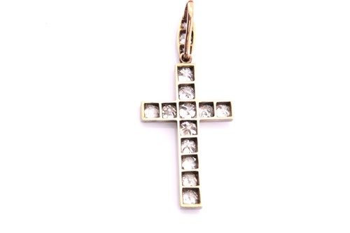 Lot 164 - A Victorian old cut diamond set cross pendant,...