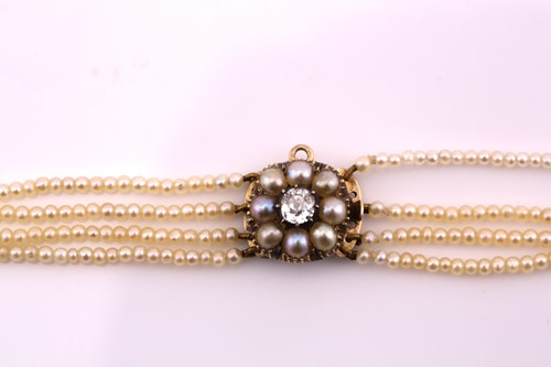 Lot 149 - A four strand seed pearl choker necklace, with...