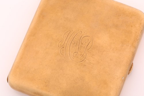 Lot 487 - A 9ct gold cigarette case; rounded rectangular...