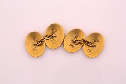 Lot 236 - A pair of Edwardian 18 carat gold cufflinks;...