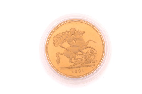 Lot 483 - An Elizabeth II gold five-pound coin, 1981.