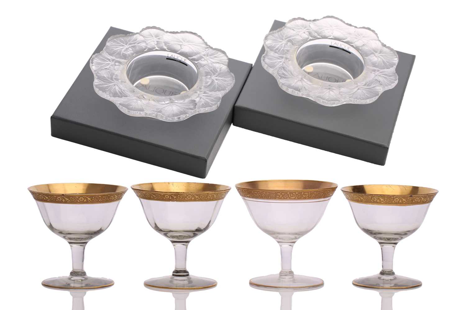 Lot 522 - A set of four St Louis style champagne coupes,...