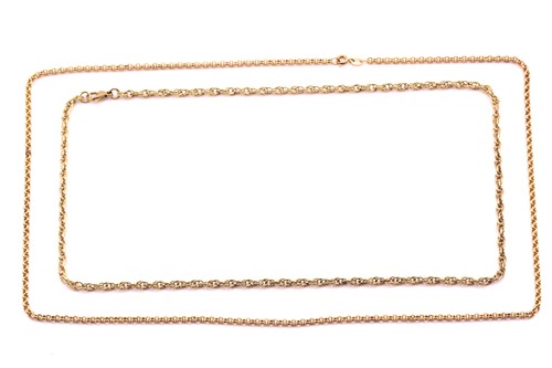 Lot 432 - A 9ct gold belcher link chain, 61.5cm long...