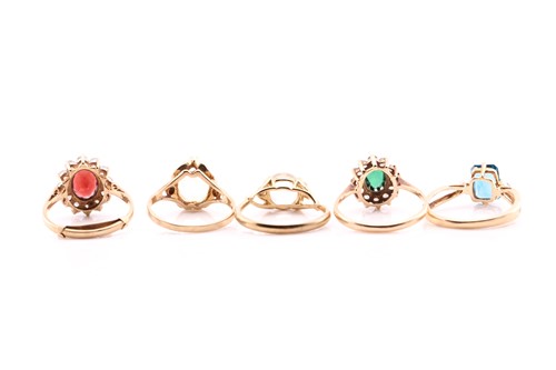 Lot 105 - Two gem-set cluster rings set in 9ct gold and...