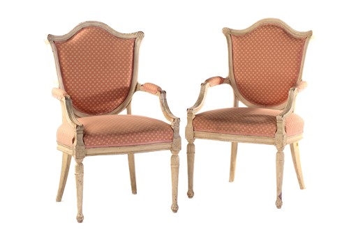 Lot 265 - A pair of French Louis XVI style white painted...