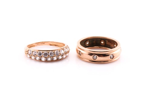 Lot 232 - Two 14ct yellow gold rings, set with cubic...