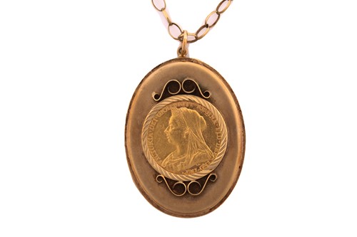 Lot 42 - A Victorian sovereign pendant, set in 9ct gold...