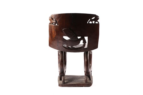 Lot 52 - A Fon hardwood throne chair, Benin, the...