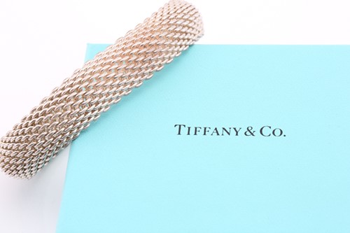 Lot 139 - A Tiffany and Co sterling silver mesh bracelet,...