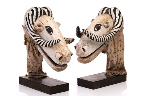 Lot 188 - A pair of Bambara zoomorphic carved wood...
