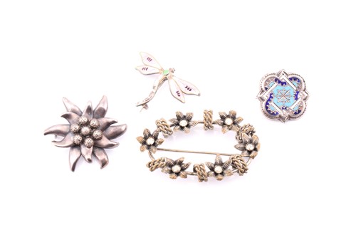 Lot 43 - A collection of four brooches, comprising of a...
