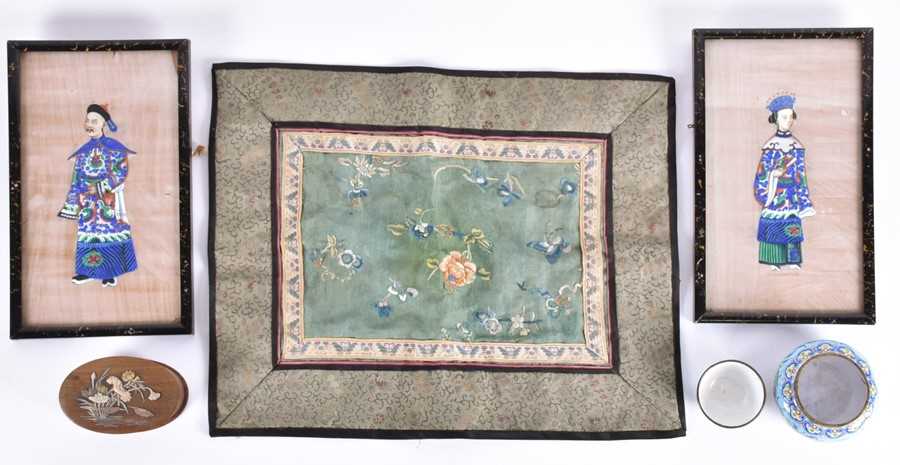 Lot 168 - A Chinese Qing dynasty silk embroidery...