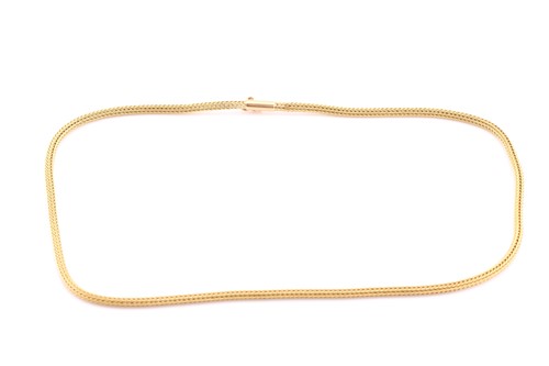 Lot 446 - An 18ct yellow gold snake link chain, with...