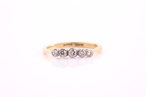 Lot 155 - A five stone diamond ring, graduated old...