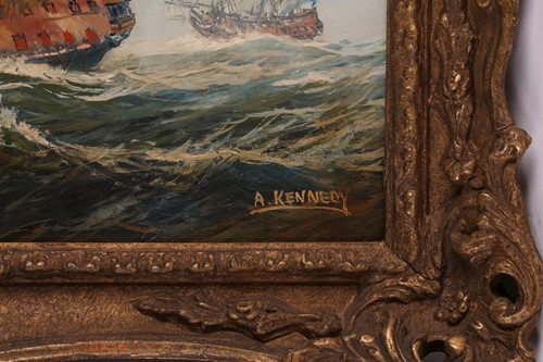 Lot 37 - Andrew Kennedy (b.1941), HMS Victory, flanked...