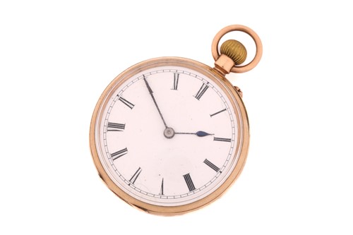 Lot 523 - An open face 9ct gold pocket watch, with a...