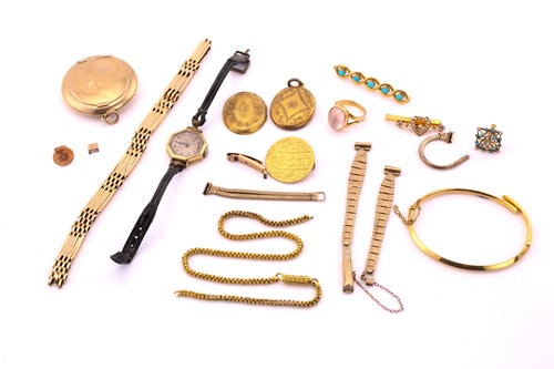 Lot 441 - A collection of broken gold and yellow metal...